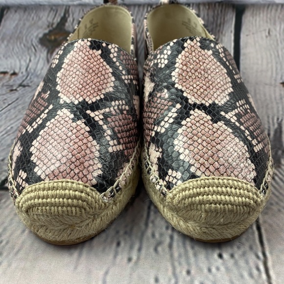 SAM EDELMAN KHLOE Pink & Black Snake Skin Leather Slip On Espadrilles Flats - Picture 14 of 17